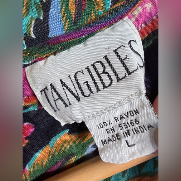 Vintage Tangibles Shorts Romper Tropical Print Beach Summer Large - Picture 7 of 7